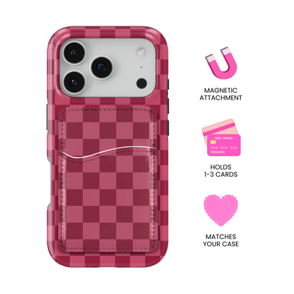 Black Cherry Checkers MagSafe Card Holder