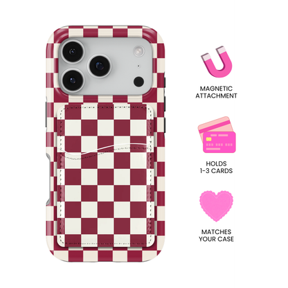 Black Cherry Checkers II MagSafe Card Holder