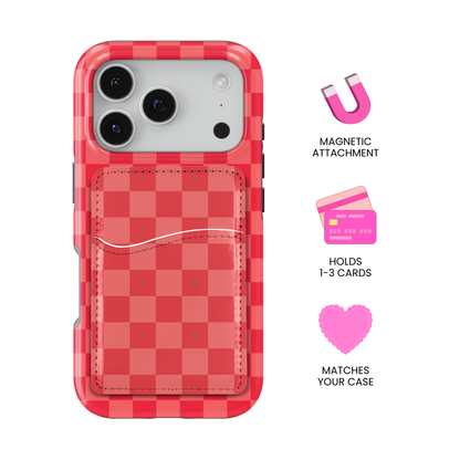 Vermillion Checkers MagSafe Card Holder
