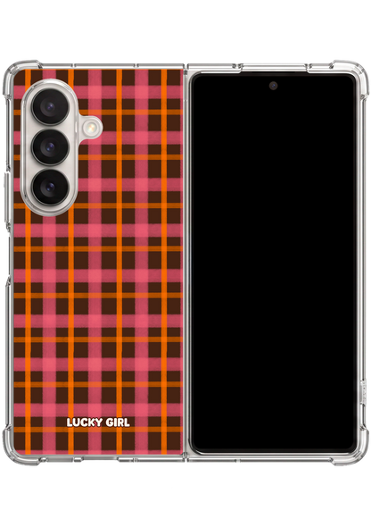 Autumn Glow Plaid Clear Case Insert Galaxy Z Fold 7