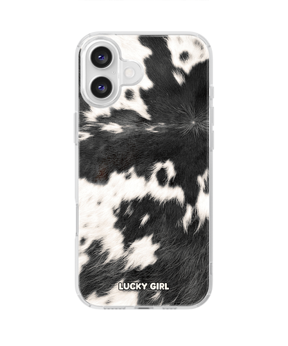 Black Cowhide Clear Case Insert iPhone 16 Plus