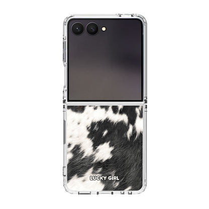 Black Cowhide Clear Case Insert Galaxy Z Flip 7