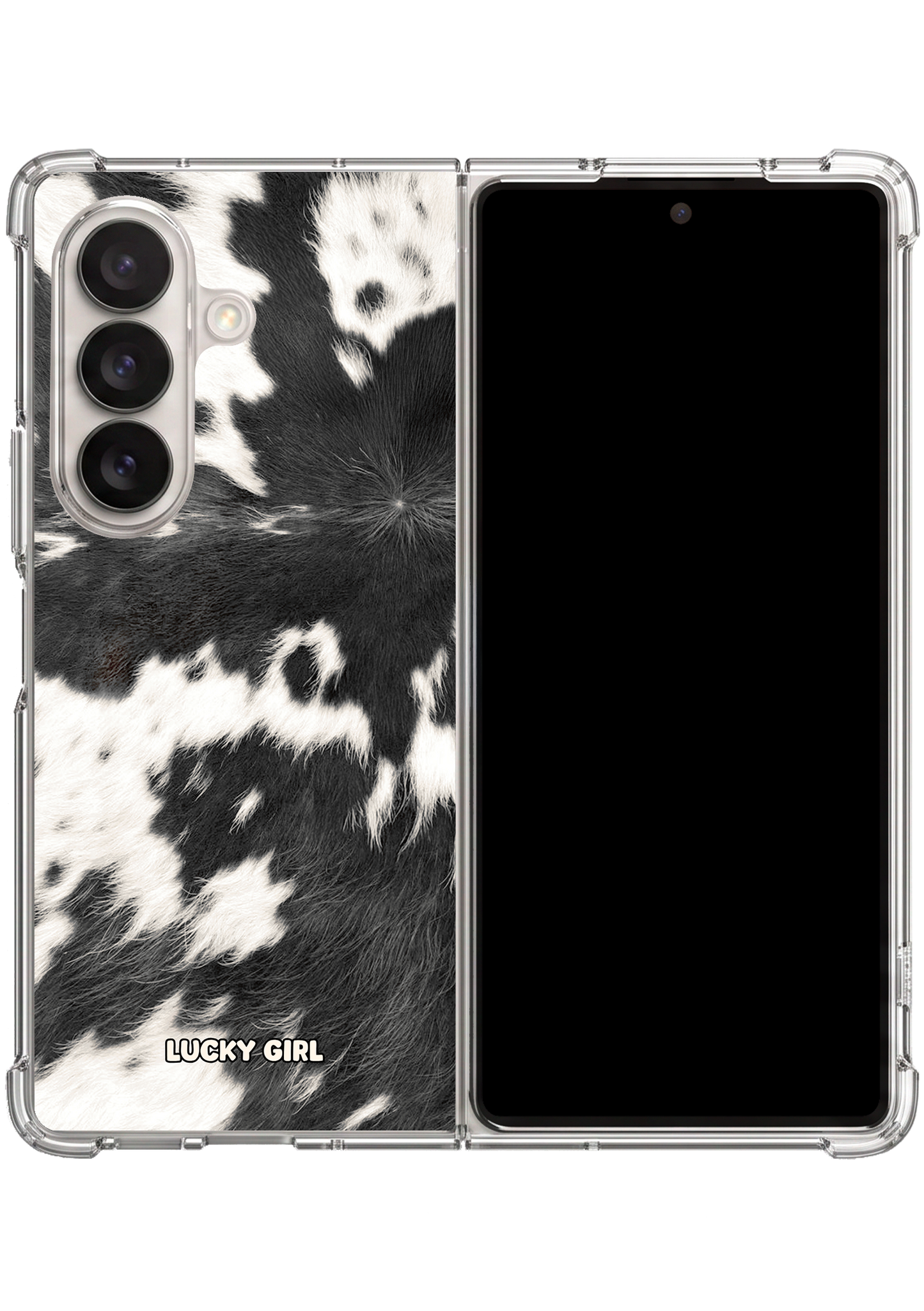 Black Cowhide Clear Case Insert Galaxy Z Fold 7