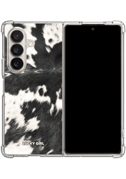 Black Cowhide Clear Case Insert Galaxy Z Fold 7