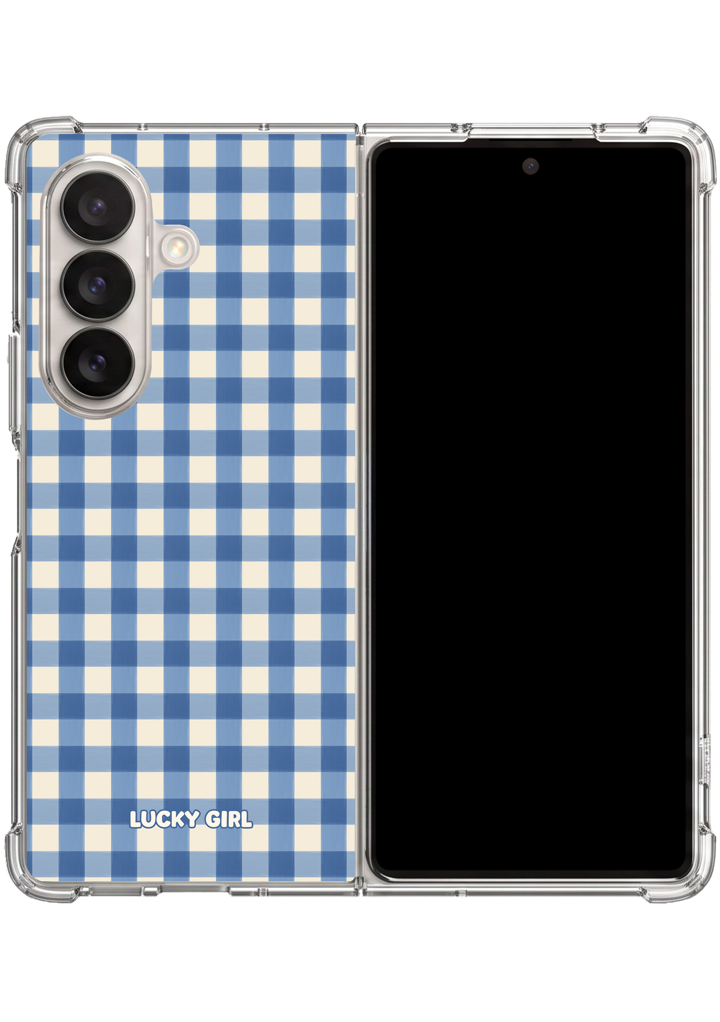 Blueberry Gingham Clear Case Insert Galaxy Z Fold 7