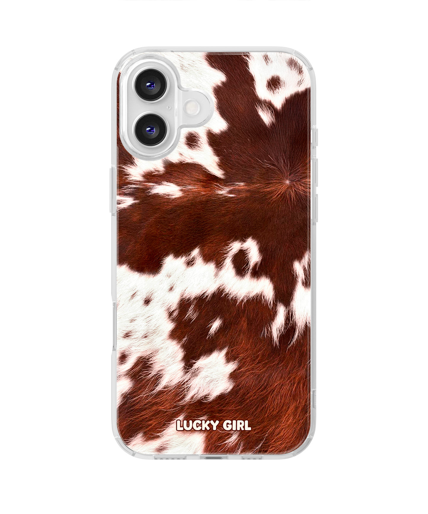 Brown Cowhide Clear Case Insert iPhone 16 Plus