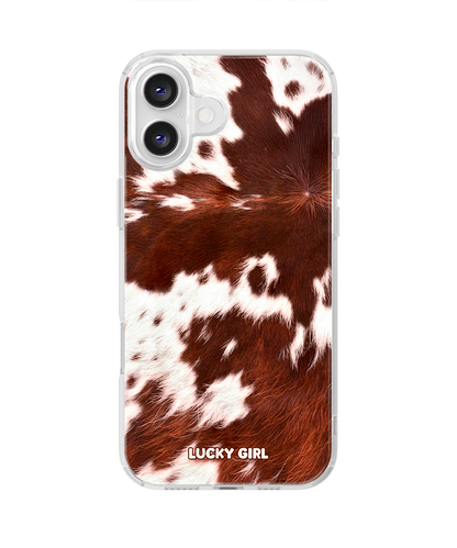 Brown Cowhide Clear Case Insert iPhone 16 Plus