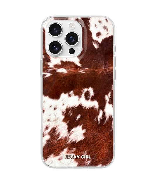 Brown Cowhide Clear Case Insert iPhone 16 Pro Max