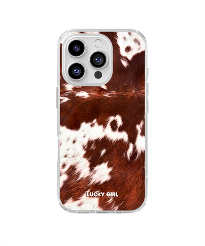Brown Cowhide Clear Case Insert iPhone 16 Pro