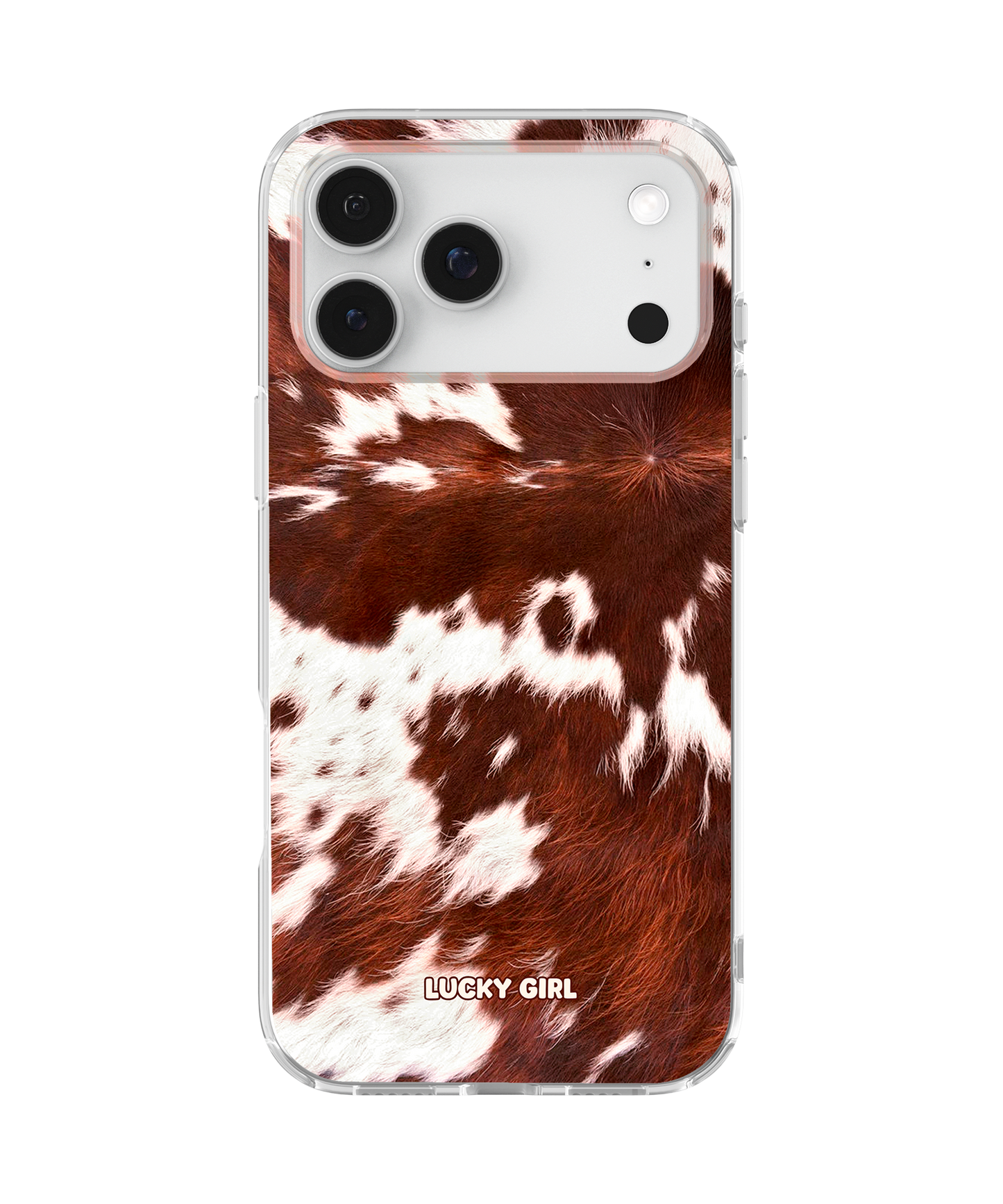 Brown Cowhide Clear Case Insert iPhone 17 Pro Max