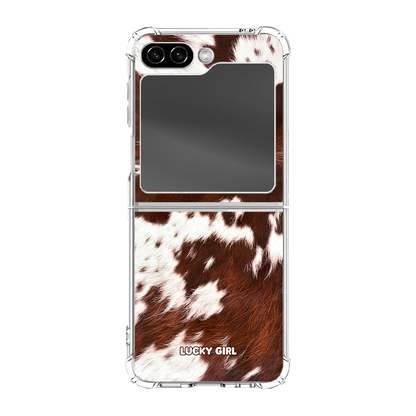 Brown Cowhide Clear Case Insert Galaxy Z Flip 6/7 FE