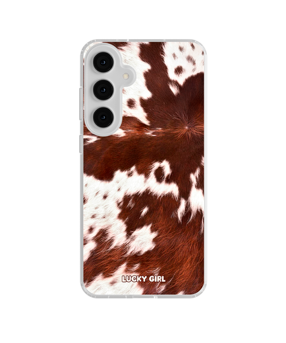 Brown Cowhide Clear Case Insert Galaxy S23 Plus