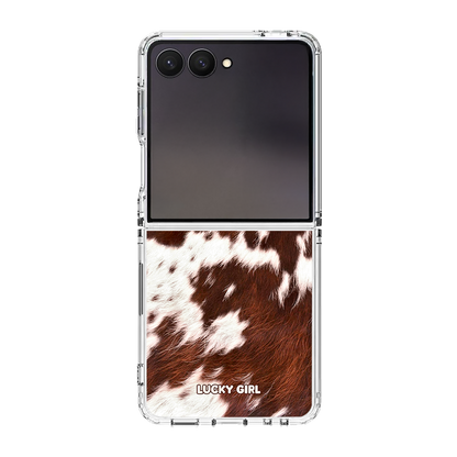 Brown Cowhide Clear Case Insert Galaxy Z Flip 7