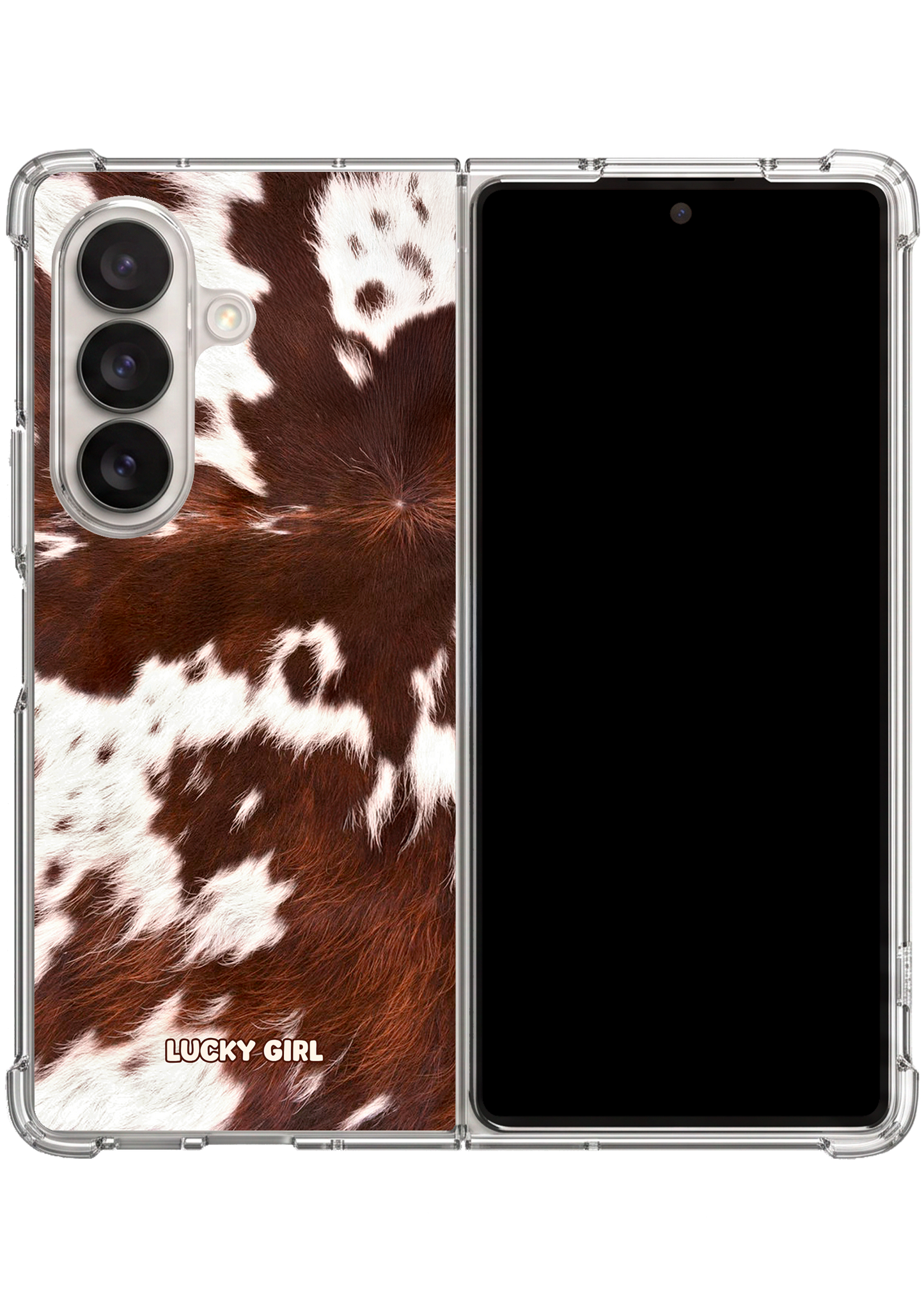Brown Cowhide Clear Case Insert Galaxy Z Fold 7