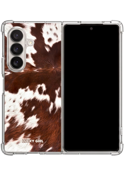Brown Cowhide Clear Case Insert Galaxy Z Fold 7