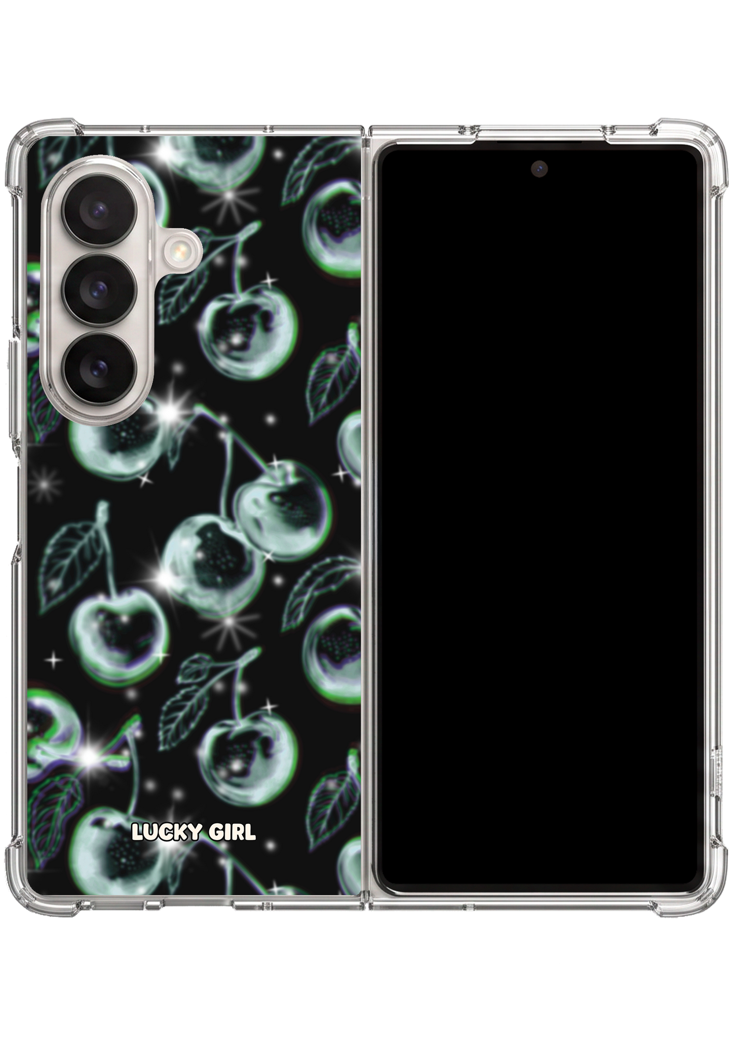 Chrome Cherries Clear Case Insert Galaxy Z Fold 7