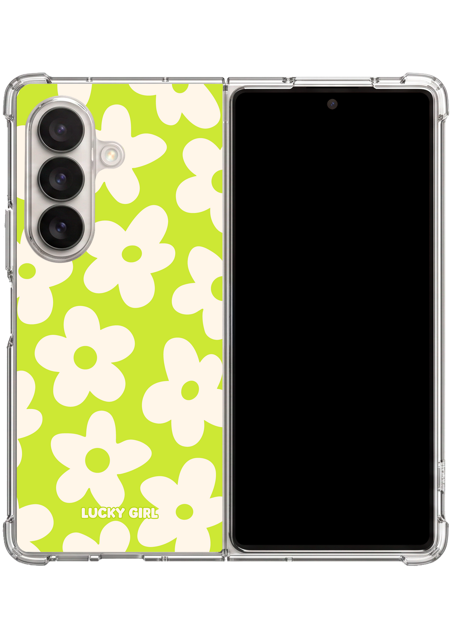 Electric Lime Big Blooms Clear Case Insert Galaxy Z Fold 7