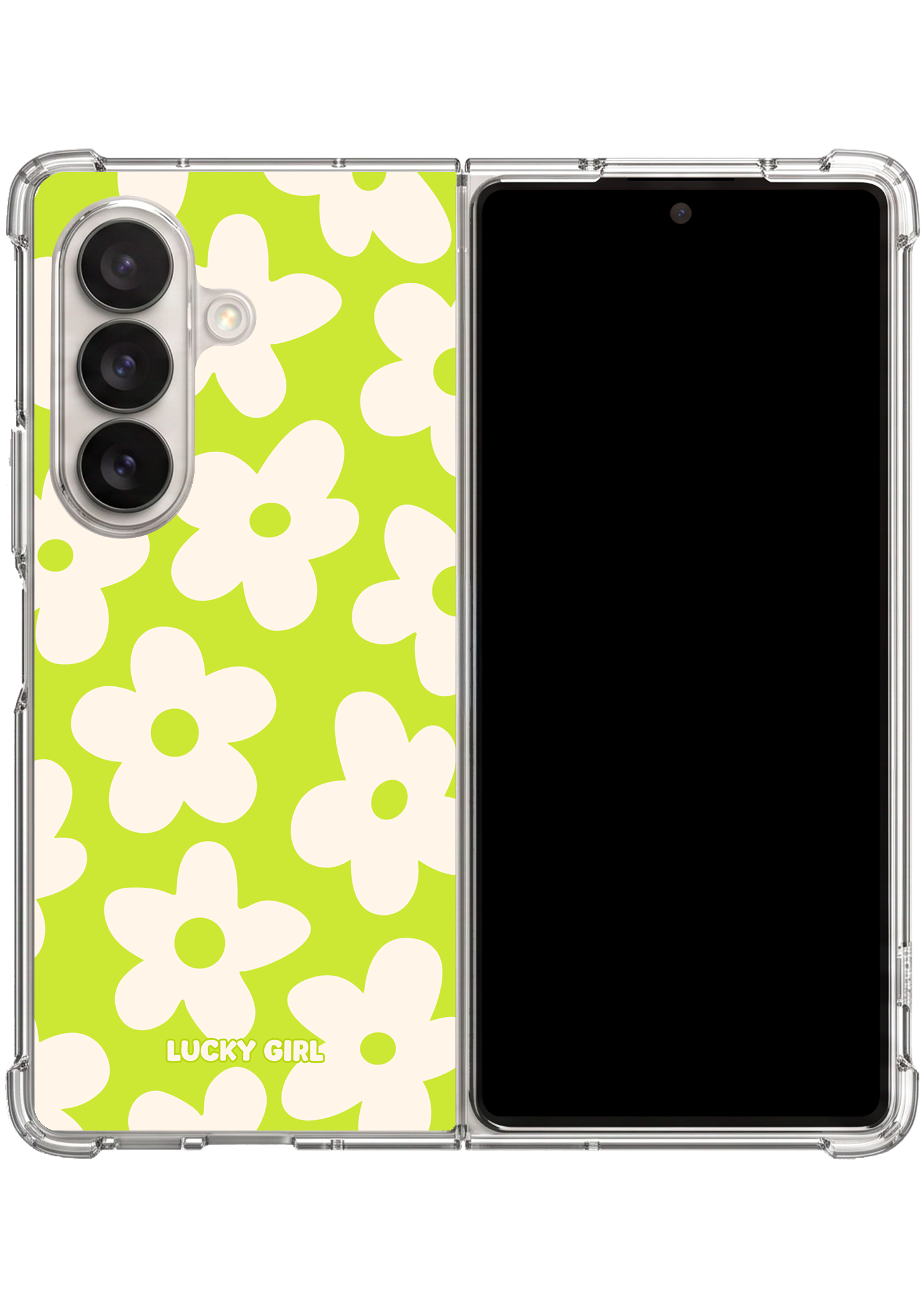 Electric Lime Big Blooms Clear Case Insert Galaxy Z Fold 7