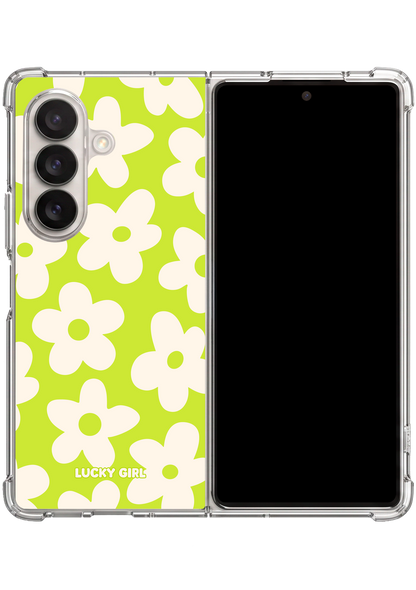 Electric Lime Big Blooms Clear Case Insert Galaxy Z Fold 7