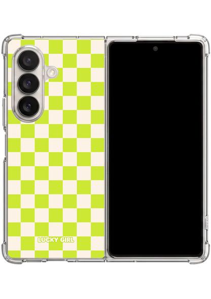 Electric Lime Checkers II Clear Case Insert Galaxy Z Fold 7