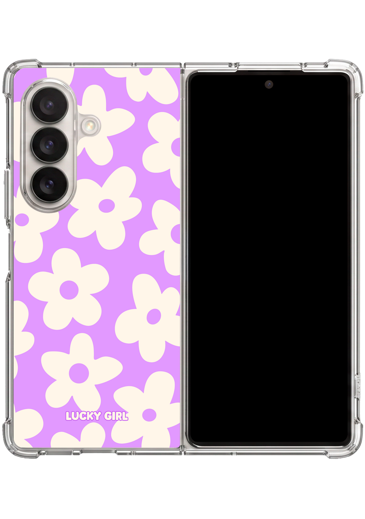 Lavender Big Blooms Clear Case Insert Galaxy Z Fold 7