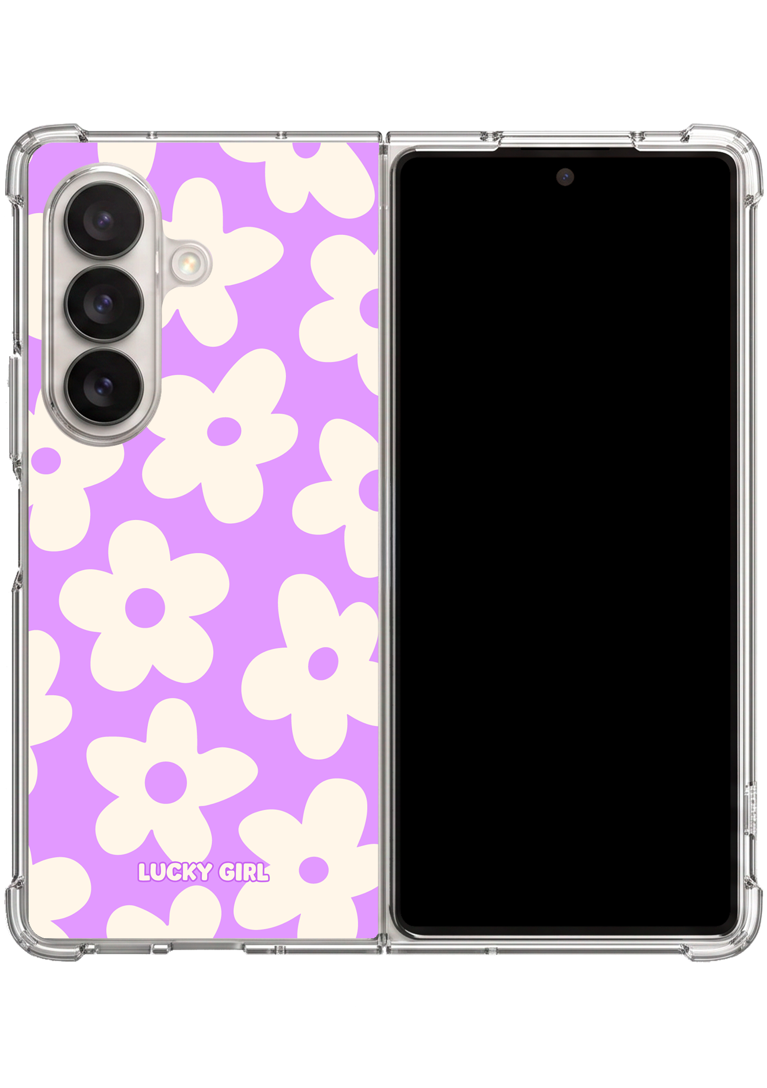 Lavender Big Blooms Clear Case Insert Galaxy Z Fold 7
