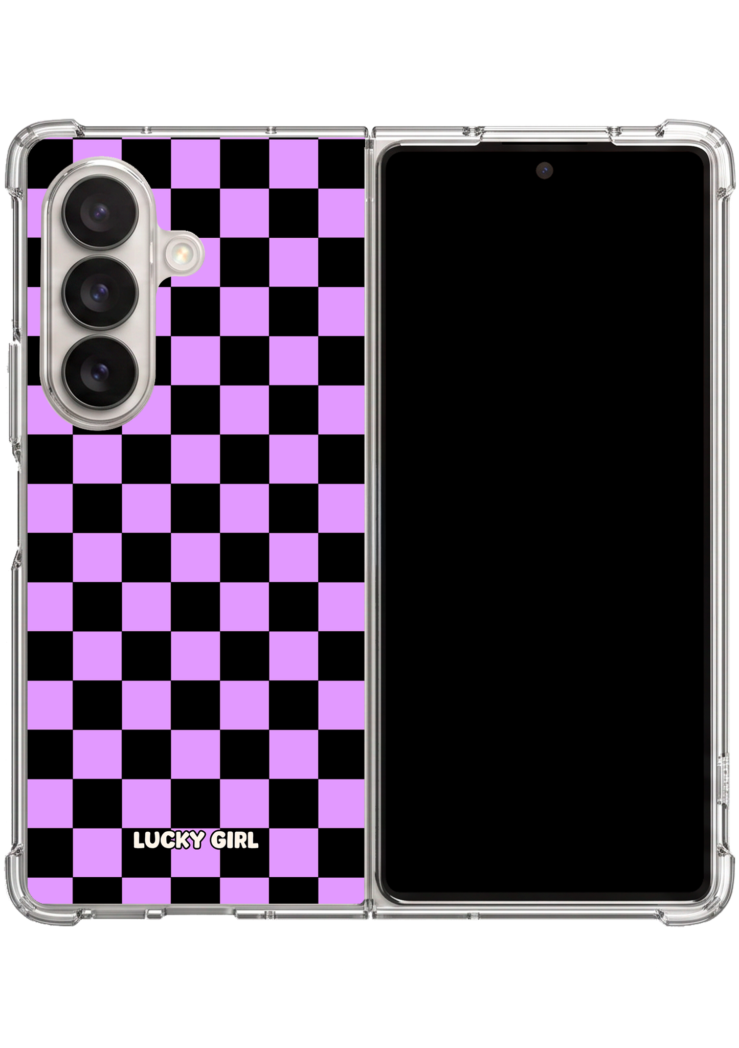 Lavender Checkers Clear Case Insert Galaxy Z Fold 7