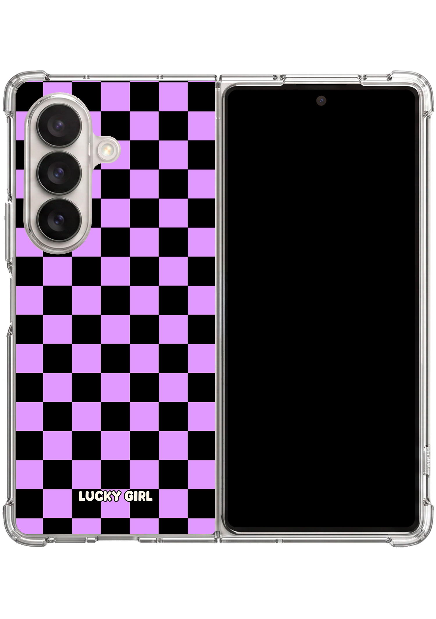 Lavender Checkers Clear Case Insert Galaxy Z Fold 7