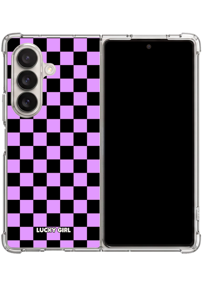 Lavender Checkers Clear Case Insert Galaxy Z Fold 7