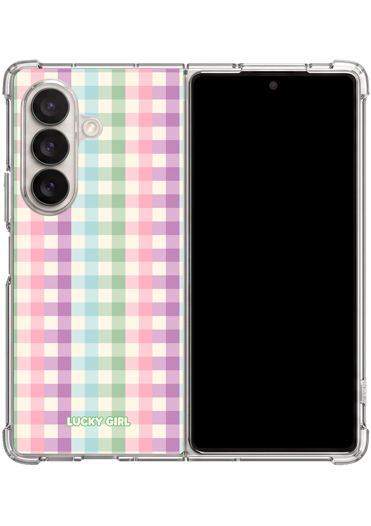 Pastel Gingham Clear Case Insert Galaxy Z Fold 7