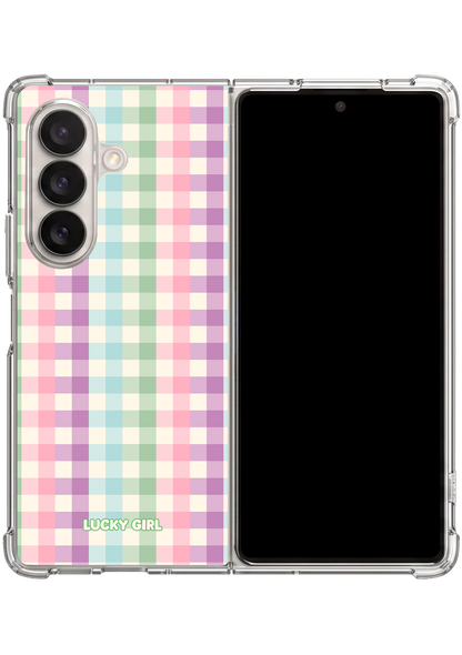 Pastel Gingham Clear Case Insert Galaxy Z Fold 7