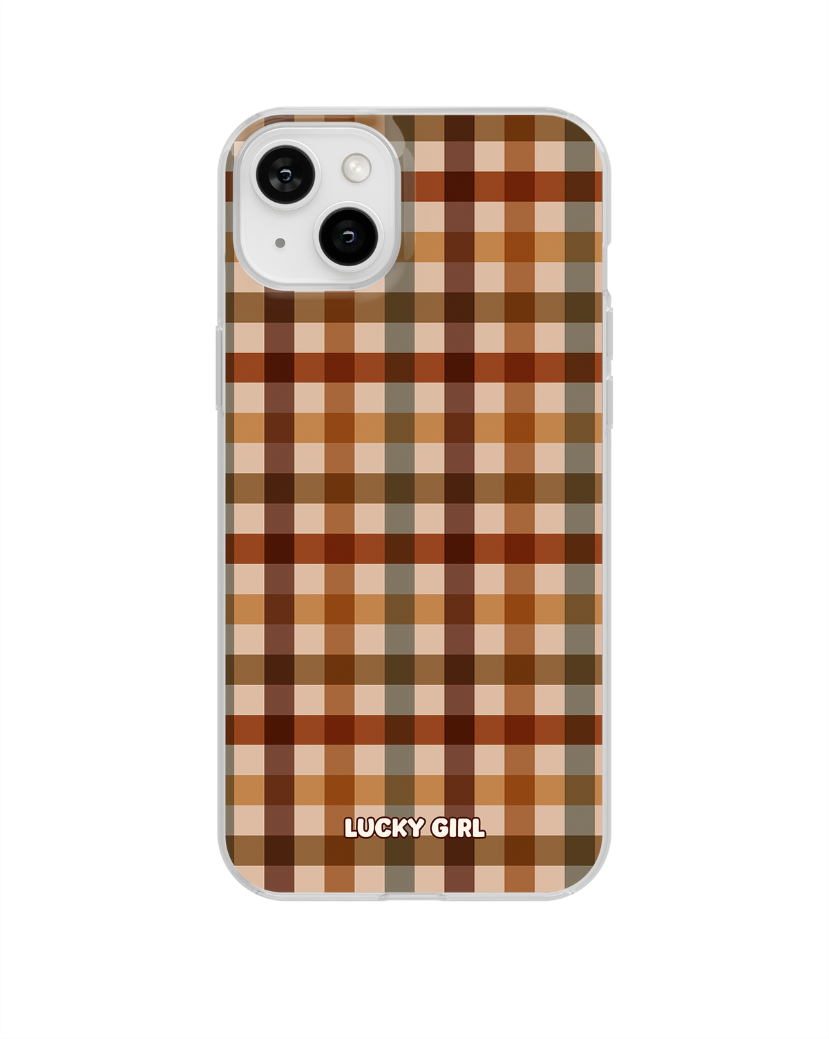 Pecan Gingham Clear Case Insert iPhone 14 Plus/15 Plus