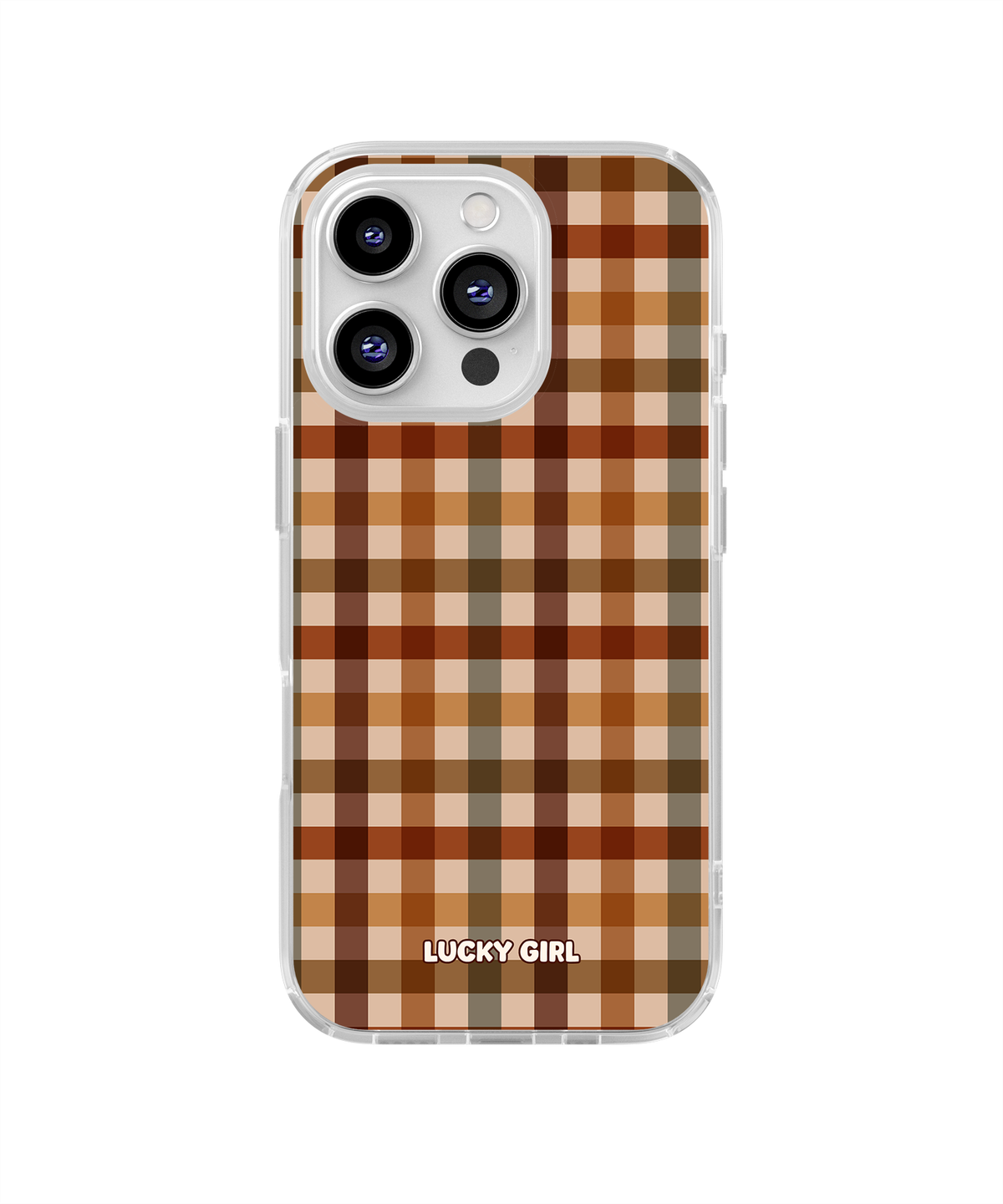 Pecan Gingham Clear Case Insert iPhone 15 Pro