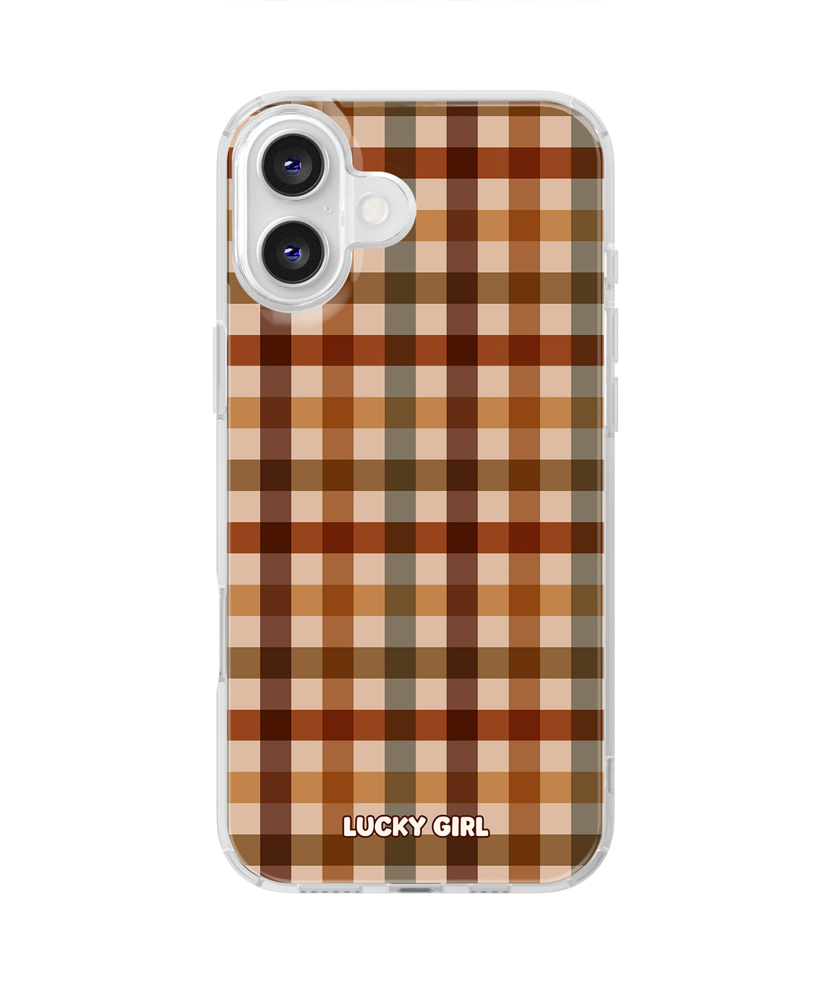Pecan Gingham Clear Case Insert iPhone 16 Plus