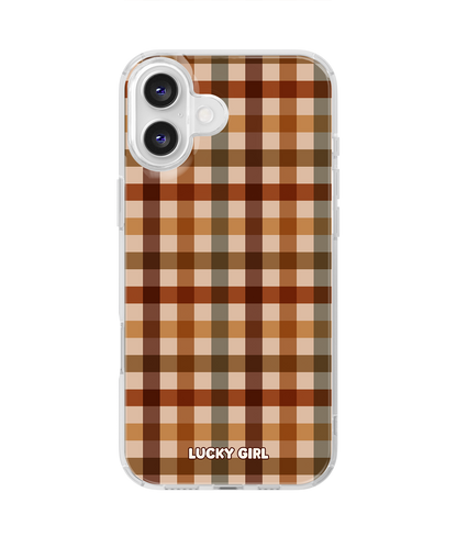 Pecan Gingham Clear Case Insert iPhone 16 Plus