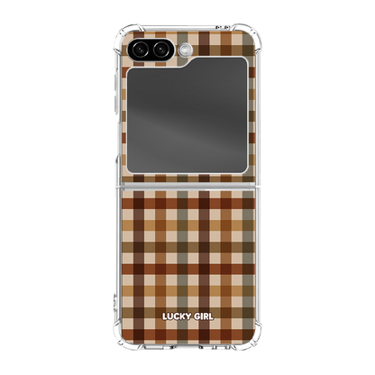Pecan Gingham Clear Case Insert Galaxy Z Flip 6/7 FE