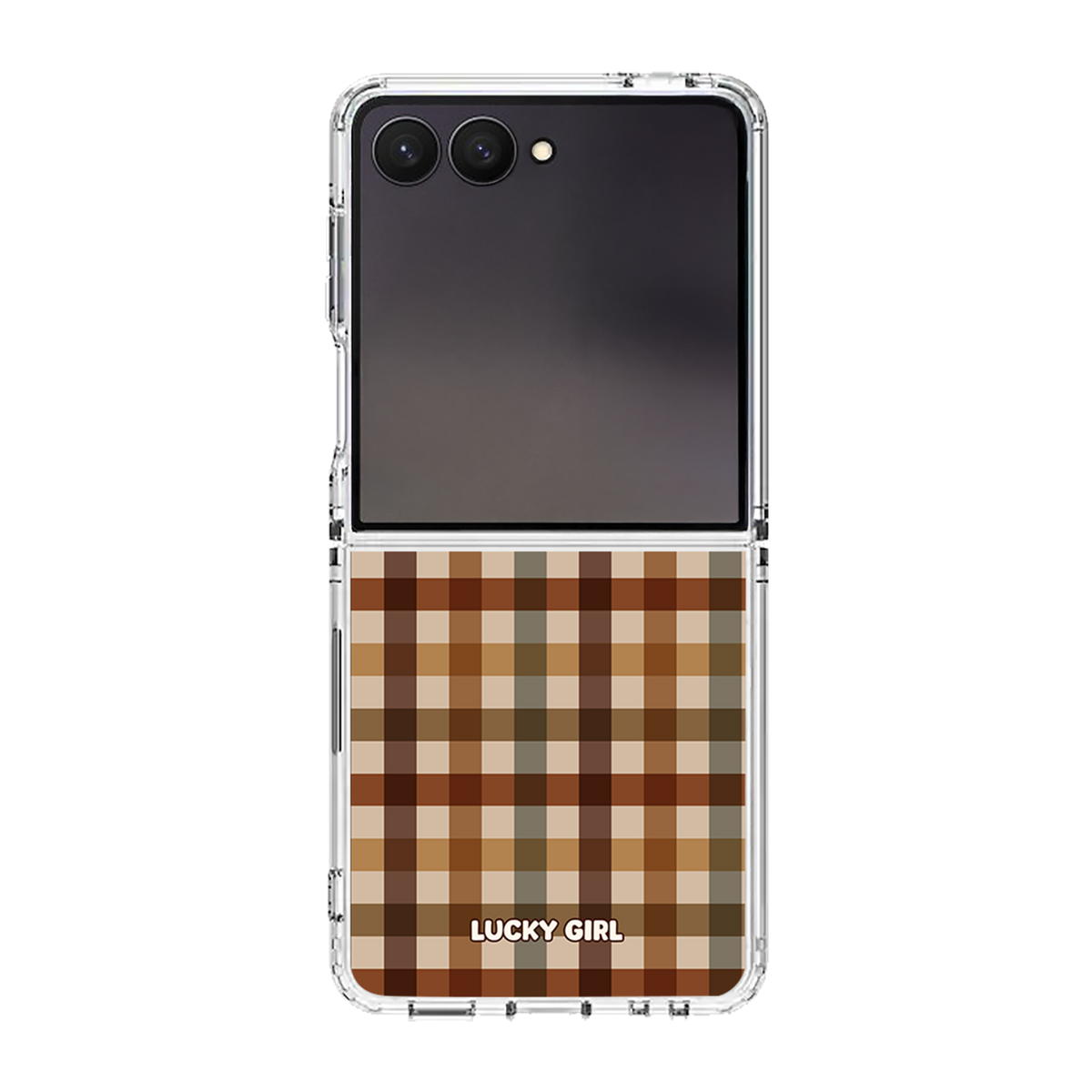Pecan Gingham Clear Case Insert Galaxy Z Flip 7