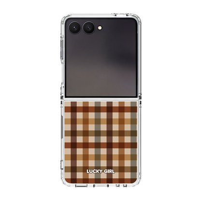 Pecan Gingham Clear Case Insert Galaxy Z Flip 7