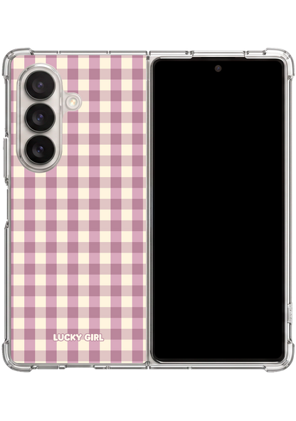 Plum Gingham Clear Case Insert Galaxy Z Fold 7