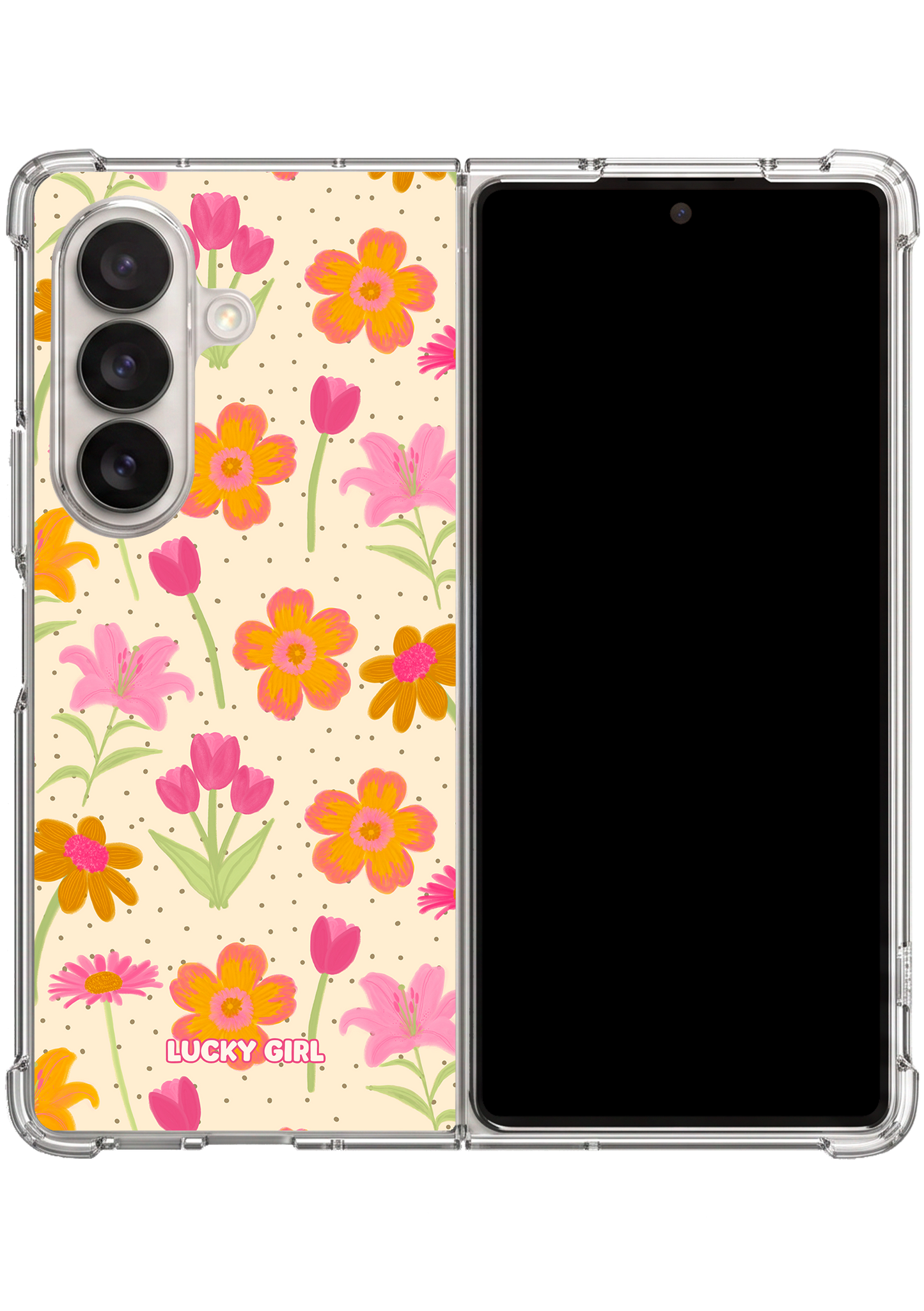 Polka Petals Clear Case Insert Galaxy Z Fold 7