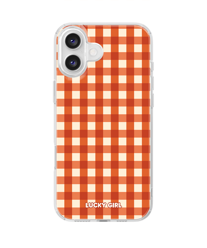 Pumpkin Gingham Clear Case Insert iPhone 16 Plus