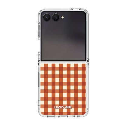Pumpkin Gingham Clear Case Insert Galaxy Z Flip 7