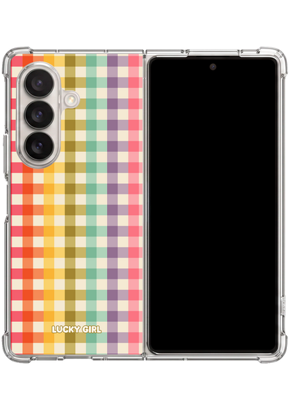 Rainbow Gingham Clear Case Insert Galaxy Z Fold 7