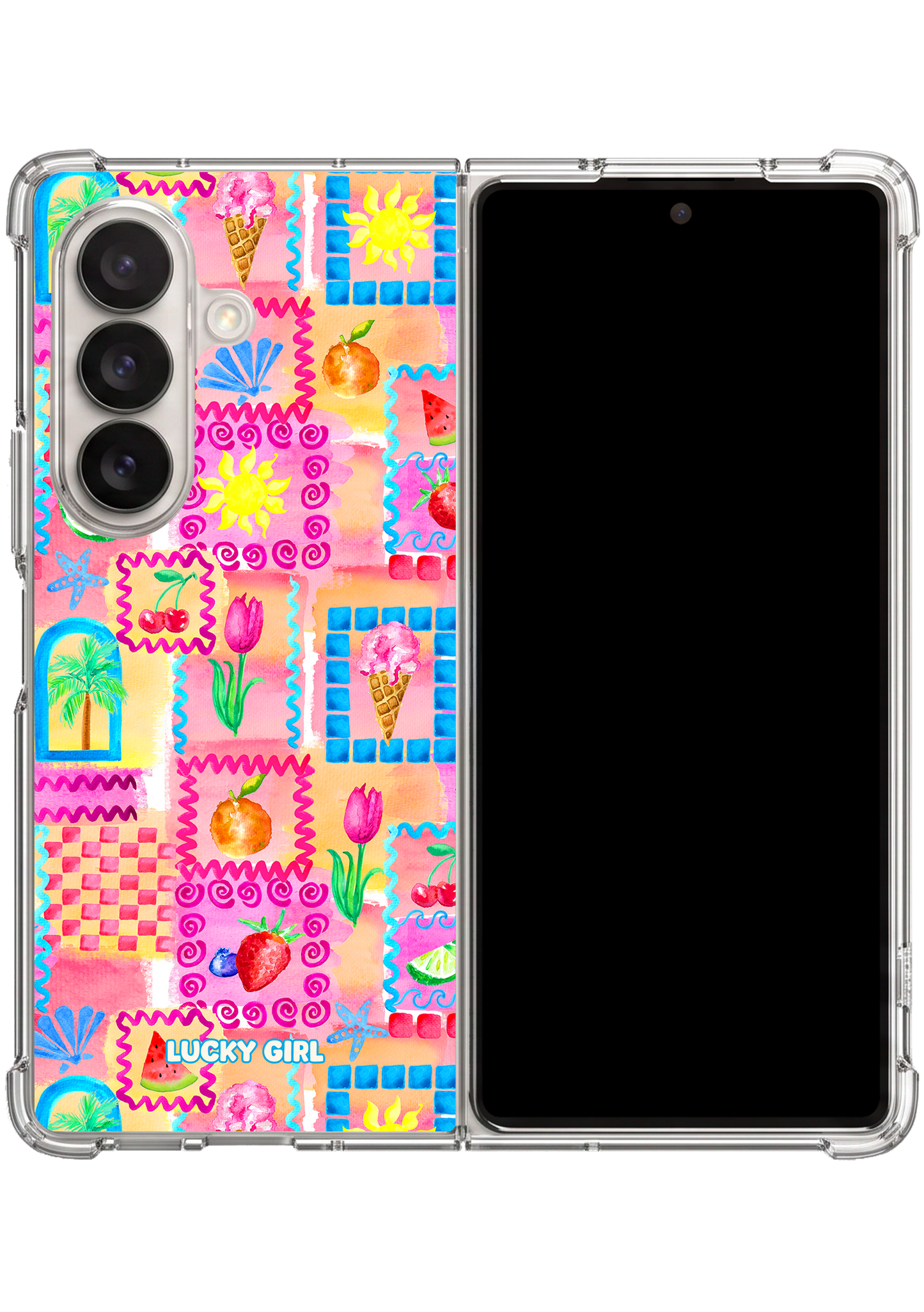 Summer Scrapbook Clear Case Insert Galaxy Z Fold 7