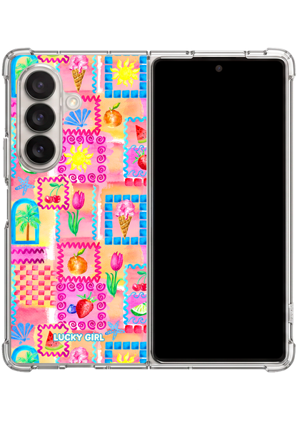 Summer Scrapbook Clear Case Insert Galaxy Z Fold 7