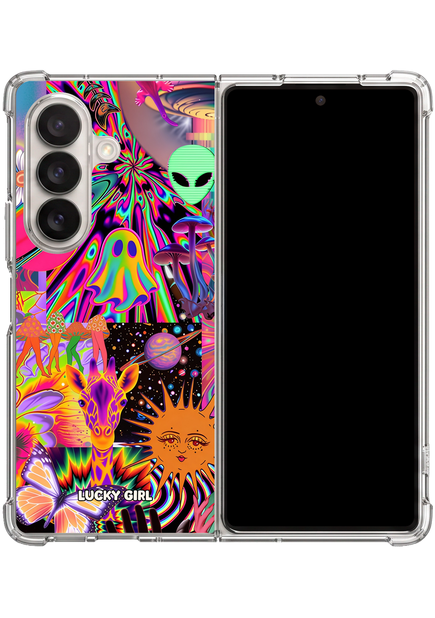 Technicolor Trip Clear Case Insert Galaxy Z Fold 7