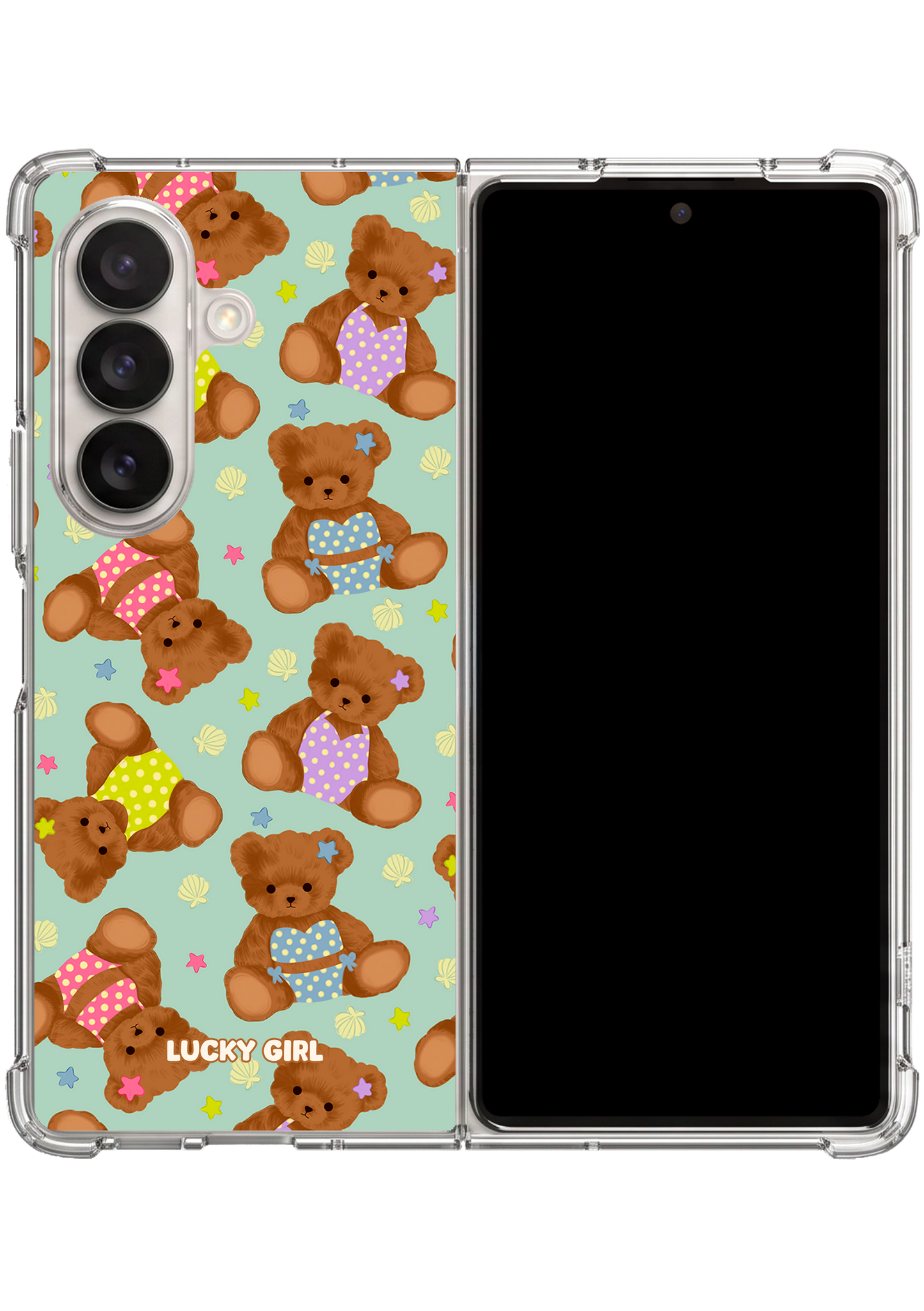 Teddy Beach Clear Case Insert Galaxy Z Fold 7