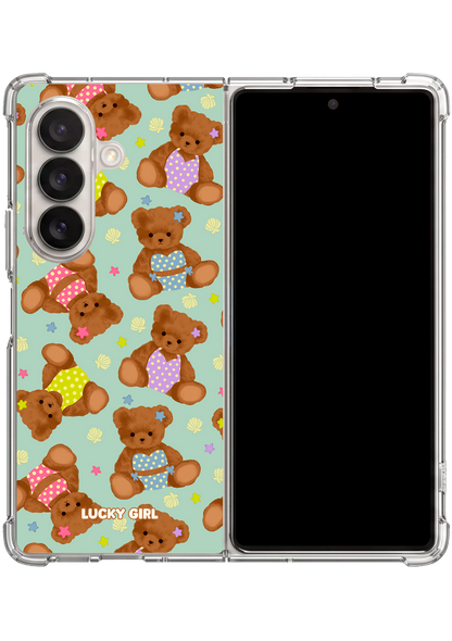 Teddy Beach Clear Case Insert Galaxy Z Fold 7