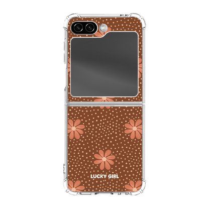 Terracotta Daisy Clear Case Insert Galaxy Z Flip 6/7 FE