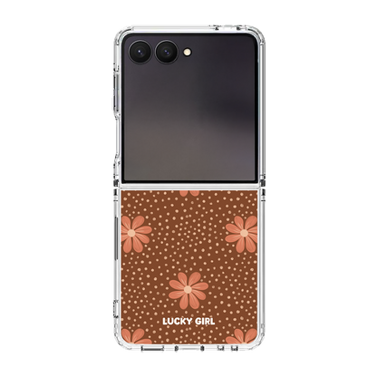 Terracotta Daisy Clear Case Insert Galaxy Z Flip 7